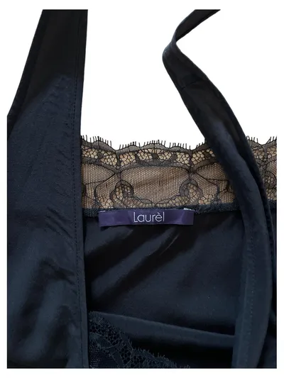 Laurèl Damen Nachthemd Unterkleid Gr. 40 Schwarz Seide Spitze