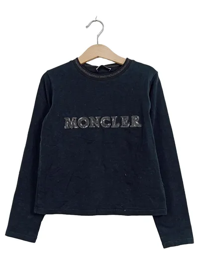 Moncler Pullover Kinder Gr. 130, 128 Schwarz Logo Pailletten Luxuriös