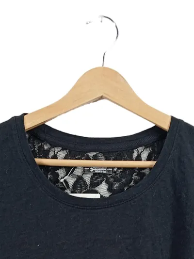 Superdry Damen T-Shirt Schwarz Gr. M Kurzarm mit Spitze Casual