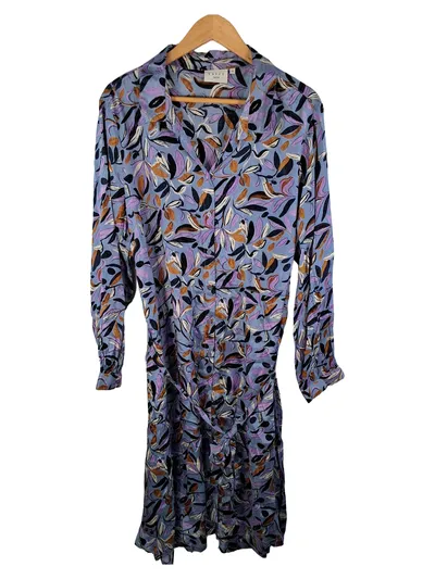KAFFE Curve Blusenkleid Damen Gr. 48 Blumenmuster Langarm Blau Viskose
