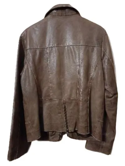Julia S. Roma Damen Lederjacke Braun Gr. 40 L Reißverschluss Klassisch