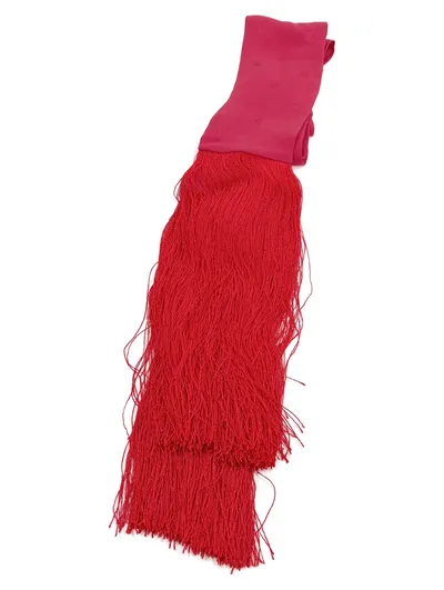 Fendi Damen Schal Seide Pink Fransen Logo Muster Elegant