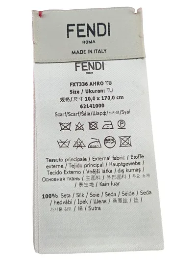 Fendi Damen Schal Seide Pink Fransen Logo Muster Elegant