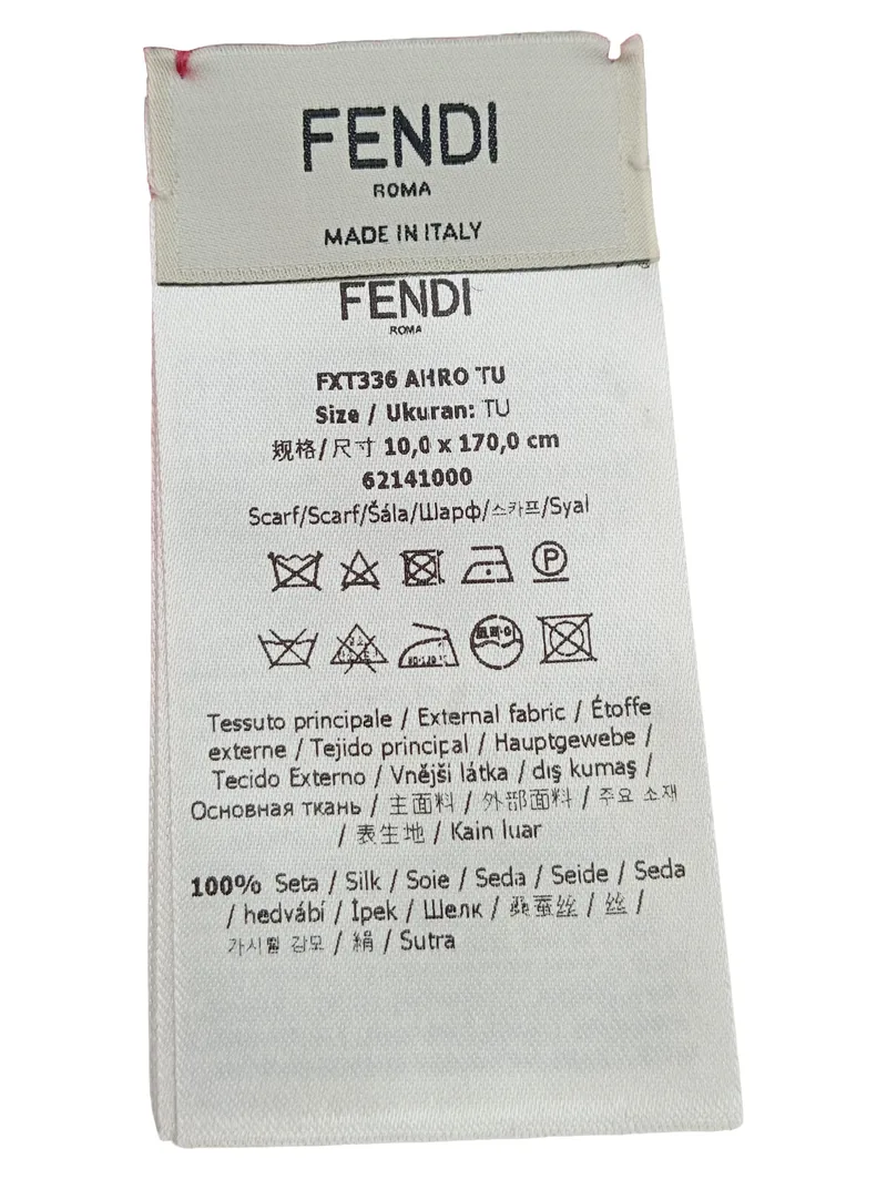 Fendi Damen Schal Seide Pink Fransen Logo Muster Elegant 2