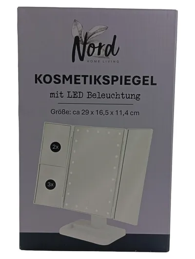 Nord Kosmetikspiegel LED Beleuchtung 3-teilig 2x 3x Vergrößerung Weiß