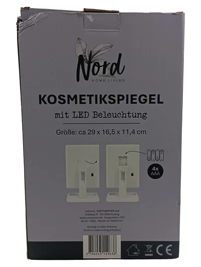 Nord Kosmetikspiegel LED Beleuchtung 3-teilig 2x 3x Vergrößerung Weiß