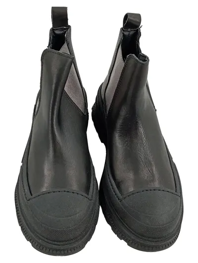 Alesya Damen Stiefeletten Chelsea Boots Leder Schwarz Gr. 37