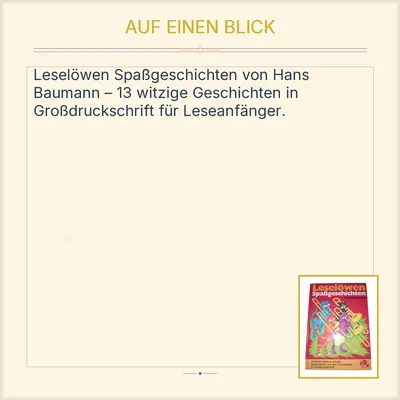 Leselöwen Spaßgeschichten Hans Baumann Kinderbuch Großdruckschrift