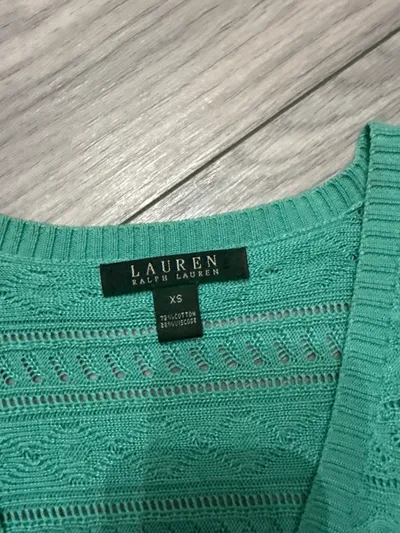 Lauren Ralph Lauren Damen Strickpullover Türkis Gr. XS Lochmuster