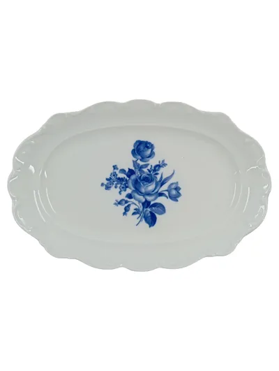 Schumann Arzberg Servierplatte Echt Cobalt Inglasur Blumenmuster 32x20, 5 cm