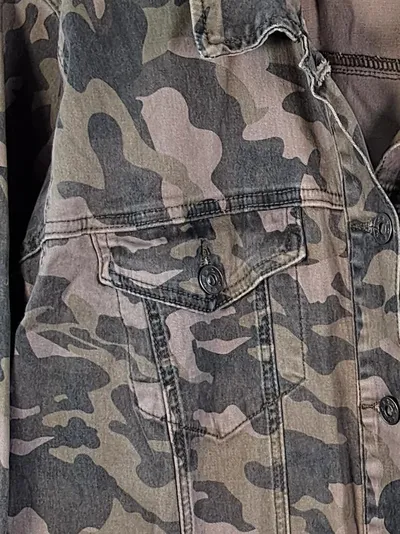 Zizzi Damen Jeansjacke Camouflage Grün Oversized Gr. L