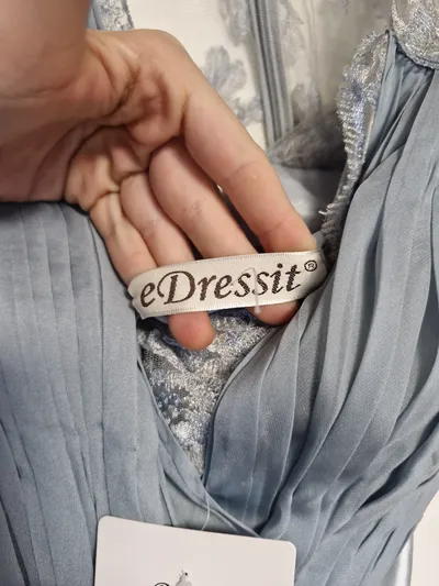 eDressit Damen Abendkleid Gr. 42 Hellblau Spitze Maxi Festlich Elegant