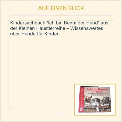 Ich bin Benni der Hund Sachbuch Kinder Buchverlag Junge Welt Haustiere