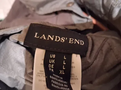 Lands' End Herren Outdoorjacke Gr. L Oliv Kapuze 4 Taschen