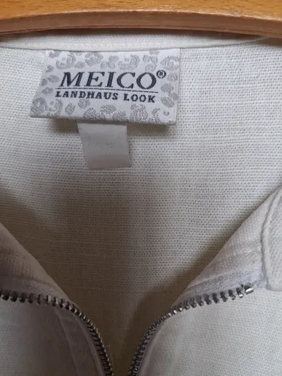 Meico Damen Trachtenbluse Weiß Gr. 42 XL Kurzarm Landhaus Look