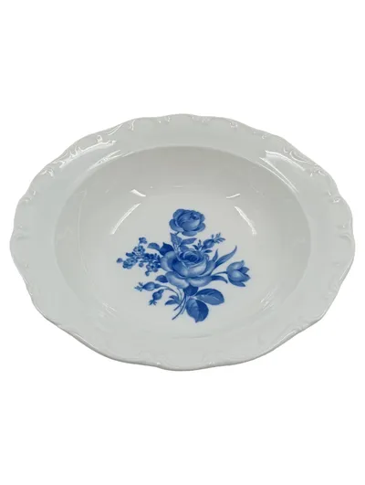 Schumann Arzberg Servierschüssel Echt Cobalt Rosenmotiv Porzellan Weiß 23 cm