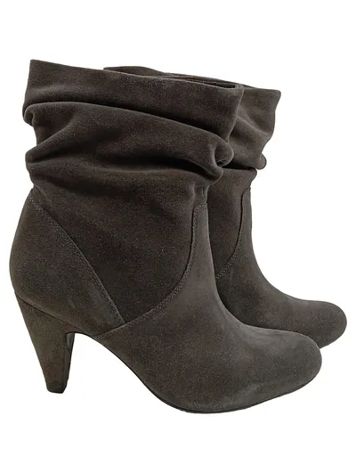 Marina Seval Damen Stiefelette Wildleder Grau Gr. 39 Absatz 9cm Slouch