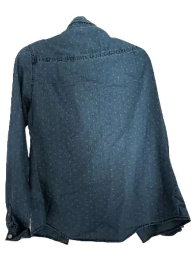 Superdry Damen Freizeithemd Jeanshemd Blau mit Punkten Gr. 40 L Casual