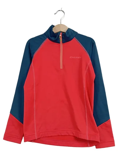 ZIENER Kinder Funktionsshirt Fleecepullover Gr. 128 Rot Blau Sportlich