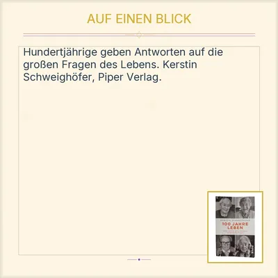 100 Jahre Leben - Kerstin Schweighöfer - Piper Verlag - Buch