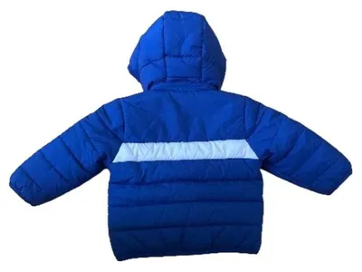 Adidas Steppjacke Baby Gr. 74 Blau Weiß Kapuze Winterjacke