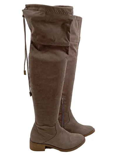 Obsel Damen Overknee Stiefel Braun Gr. 36 Faux-Wildleder Reißverschluss