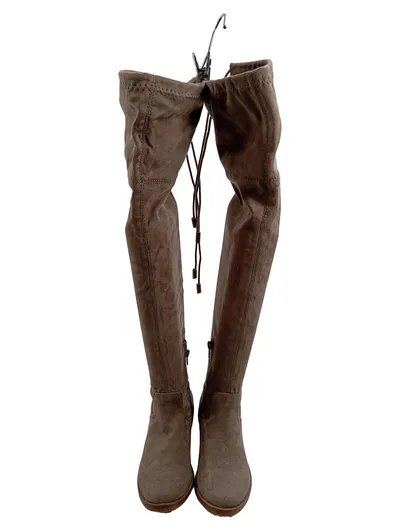 Obsel Damen Overknee Stiefel Braun Gr. 36 Faux-Wildleder Reißverschluss