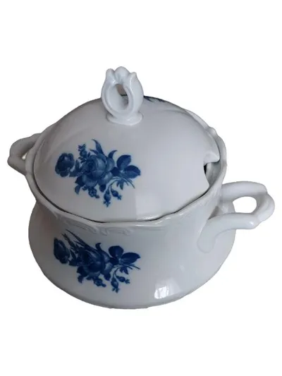 Schumann Arzberg Servierschüssel mit Deckel Echt Cobalt Blumenmuster 20cm
