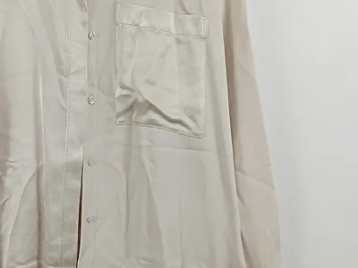 someday Damen Bluse Langarm Stehkragen Beige Gr. 38 M Minimalistisch