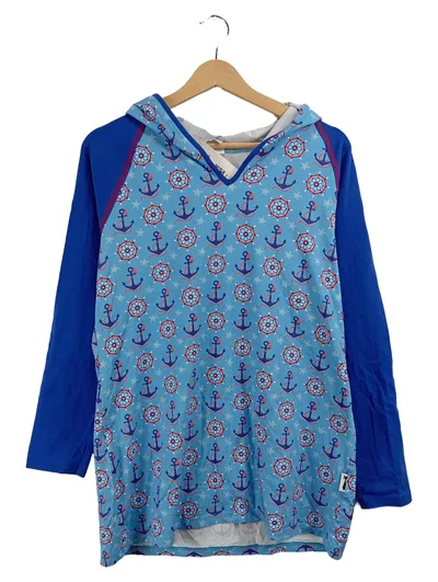 BABAUBA Kapuzenpullover Damen Gr. 42/XL Blau Maritim Anker Hoodie