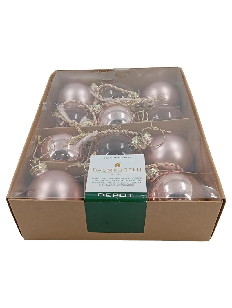 DEPOT Weihnachtsbaumkugeln Set 12 Stück Rosa 6cm Christbaumkugeln 1