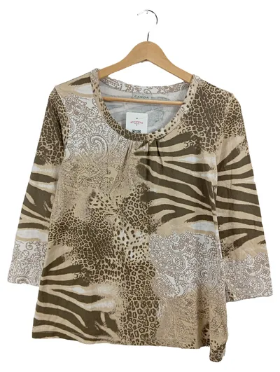 Canda Damen Pullover Gr. 38 M Beige Tierdruck 3, 4-Arm