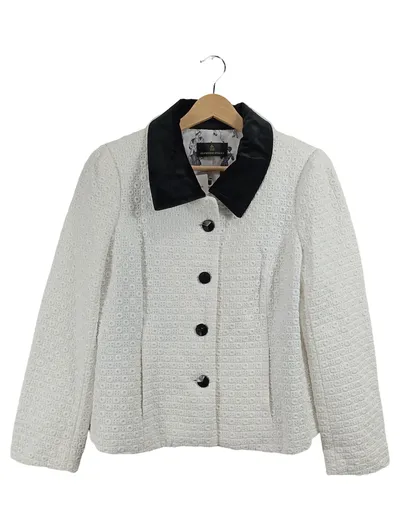 Alfredo Pauly Damen Strickjacke Weiß Gr. 38 Strukturmuster Elegant