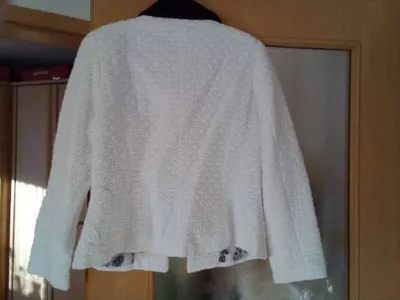 Alfredo Pauly Damen Strickjacke Weiß Gr. 38 Strukturmuster Elegant
