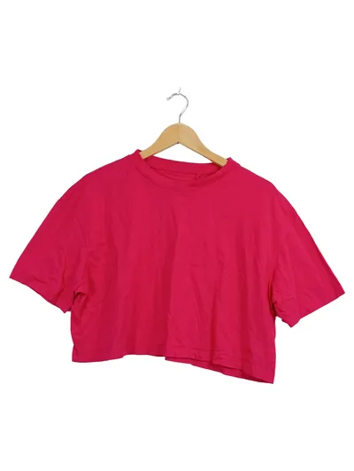 FB SISTER Damen Crop T-Shirt Gr. L Pink Basic Kurzarm Cropped Top