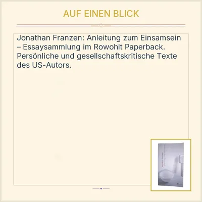 Anleitung zum Einsamsein Jonathan Franzen Essays Rowohlt Taschenbuch