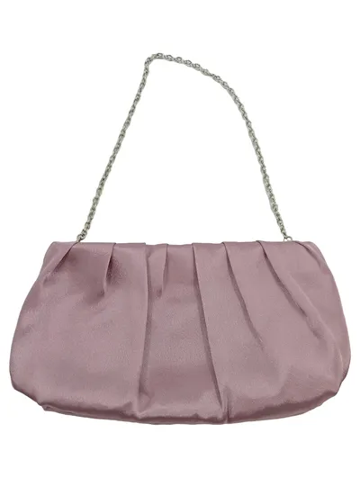 Bolma Abendtasche Clutch Rosa Satin-Optik Kette Elegant Damen