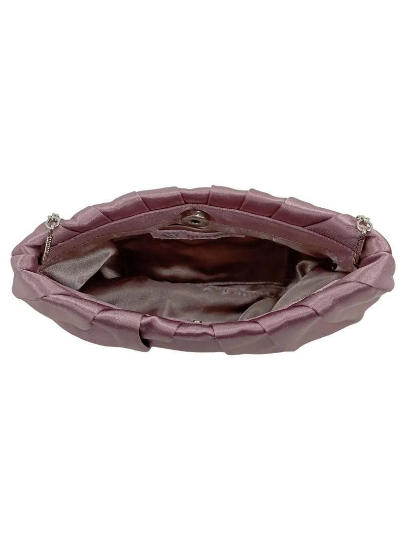Bolma Abendtasche Clutch Rosa Satin-Optik Kette Elegant Damen 2