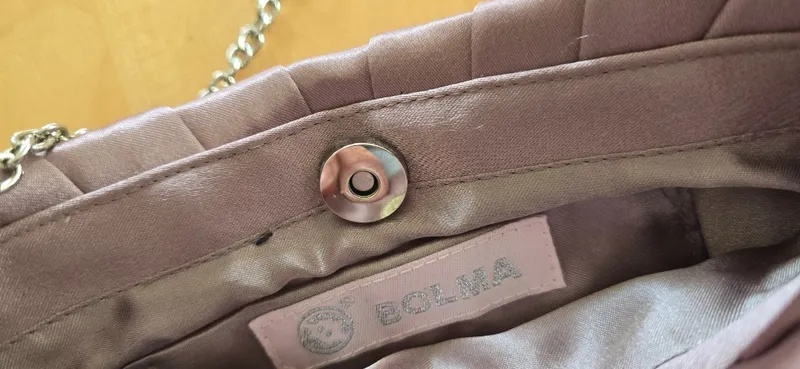 Bolma Abendtasche Clutch Rosa Satin-Optik Kette Elegant Damen 3