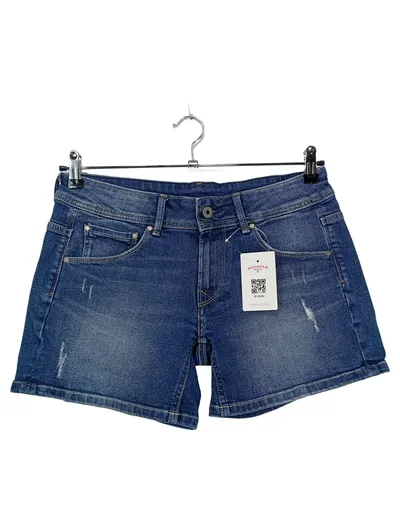 Pepe Jeans London Damen Jeans Shorts Siouxie W27 36 S Blau Destroyed