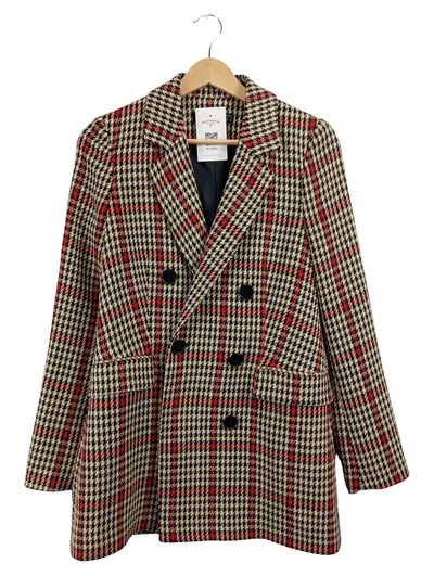 Hallhuber Damen Blazer Gr. 34 XS Hahnentritt kariert Tweed Doublebreast