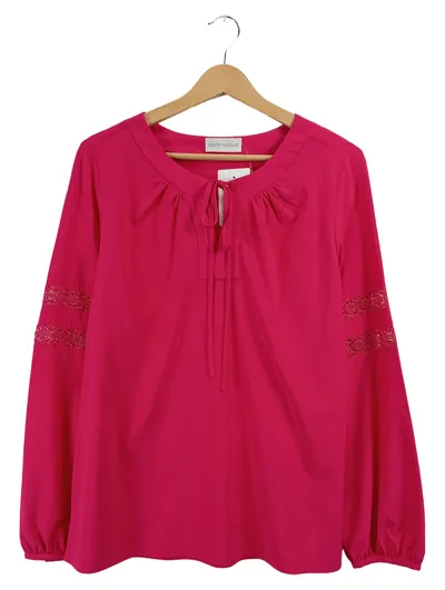 Judith Williams Damen Pullover Gr. 40 L Pink Langarm Spitze Bindeausschnitt