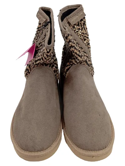 You Young Coveri Damen Stiefelette Schlupfstiefel Beige Gr. 39 Pailletten