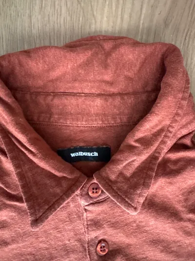 Walbusch Poloshirt Herren Kurzarm Leinen Gr. 54 XXL Orange Safari