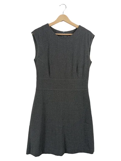 ST. EMILE Businesskleid Damen Gr. 38 Grau Klassisch Ärmellos