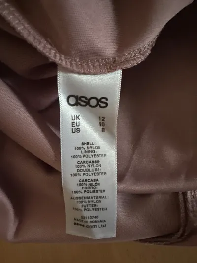 ASOS Damen Abendkleid Spitze Maxi V-Ausschnitt Ärmellos Rosa Gr. 40