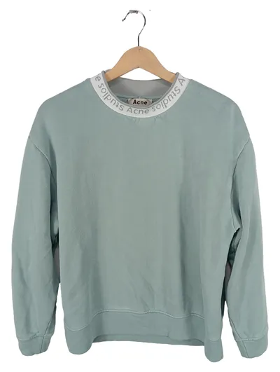 Acne Studios Pullover Sweatshirt mit Logo-Kragen Damen Türkis Gr. 34, XS