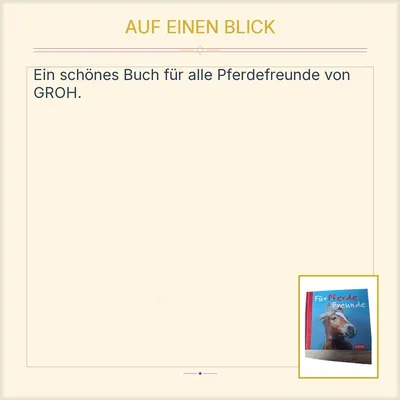 Für Pferde Freunde - Groh Sachbuch für Kinder Hardcover