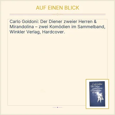Carlo Goldoni Der Diener zweier Herren & Mirandolina Winklers Theaterliteratur
