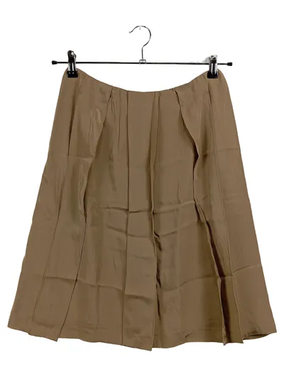 Piazza Sempione Damen Faltenrock Gr. 42 Beige Seide-Mix Elegant Business